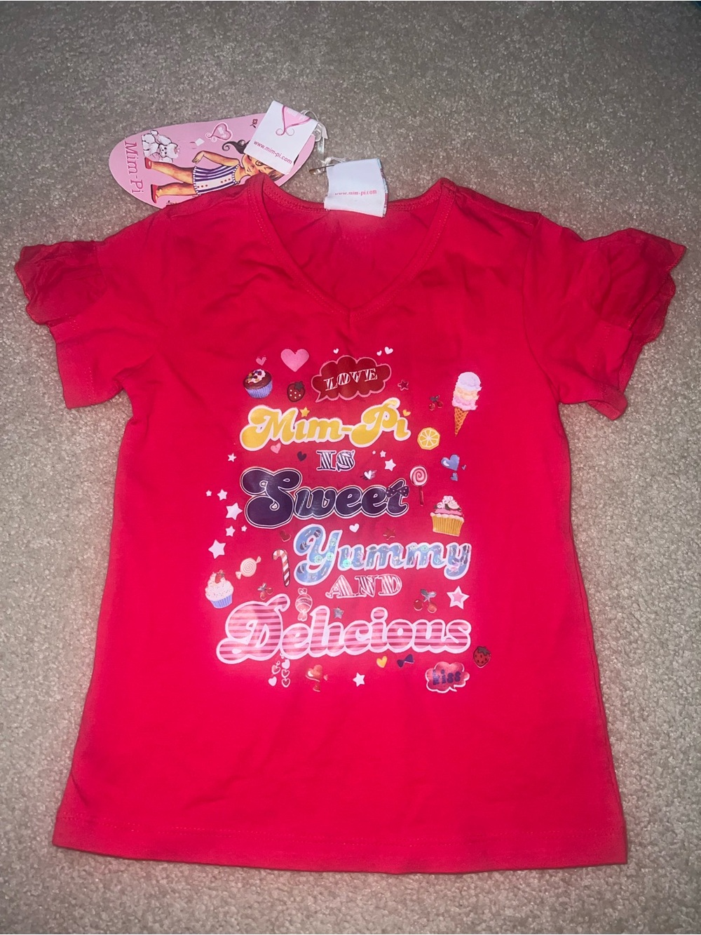 Mim-Pi Girls 4 104  Short Sleeve Graphic Tee with Dessert Print